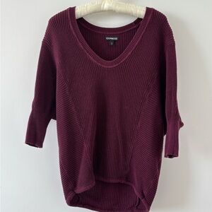 Express Burgundy Deep Plum Dolman Batwing Knit Sweater Top